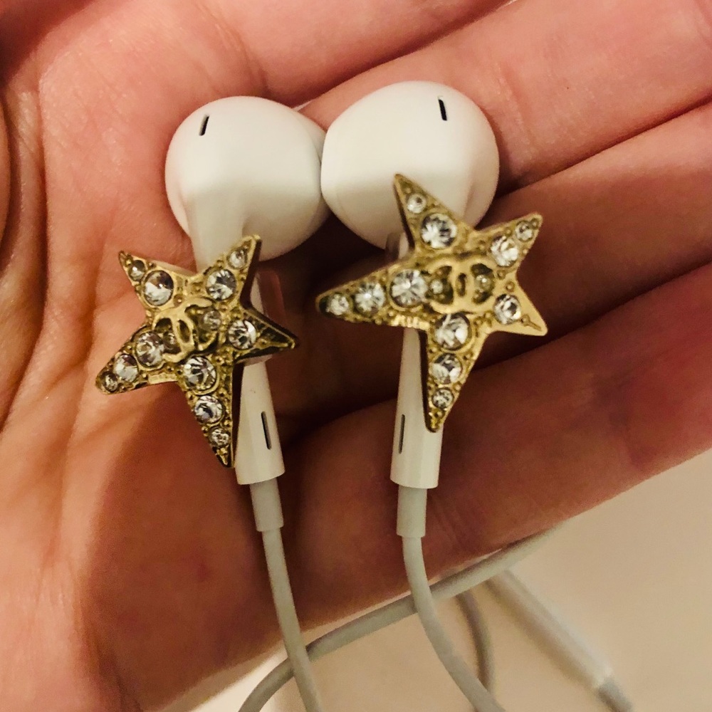 CHANEL Swarovski crystal charms tech accessory